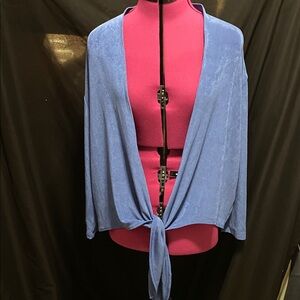 EUC Chico's Travelers blue Open Cardigan with Tie FRONT Jacket Chico’s 3 US XL